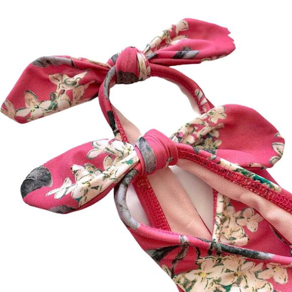 ANTONIO MELANI NWT Pink Hydrangea Floral Bow One Piece Swimming Suit - Size 10 - Picture 5 of 9